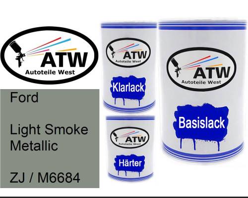 Ford, Light Smoke Metallic, ZJ / M6684: 500ml Lackdose + 500ml Klarlack + 250ml Härter - Set, von ATW Autoteile West.